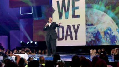 A photo of Martin Luther King III addressing students and teachers on We Day at the Air Canada Centre.
