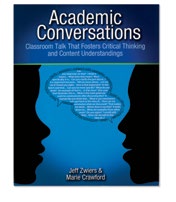 An image of the book cover for 'Academic Conversations.'' The cover image is of a silhouette of two faces.