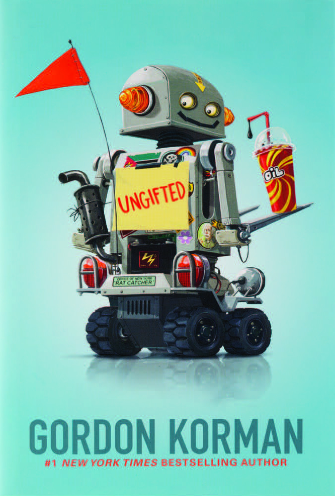 An image of the book cover for "Ungifted." The cover image is of a robot.