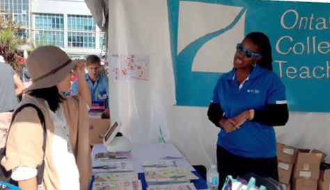 A photo of a College representative at Toronto's 'Word on the Street' festival.