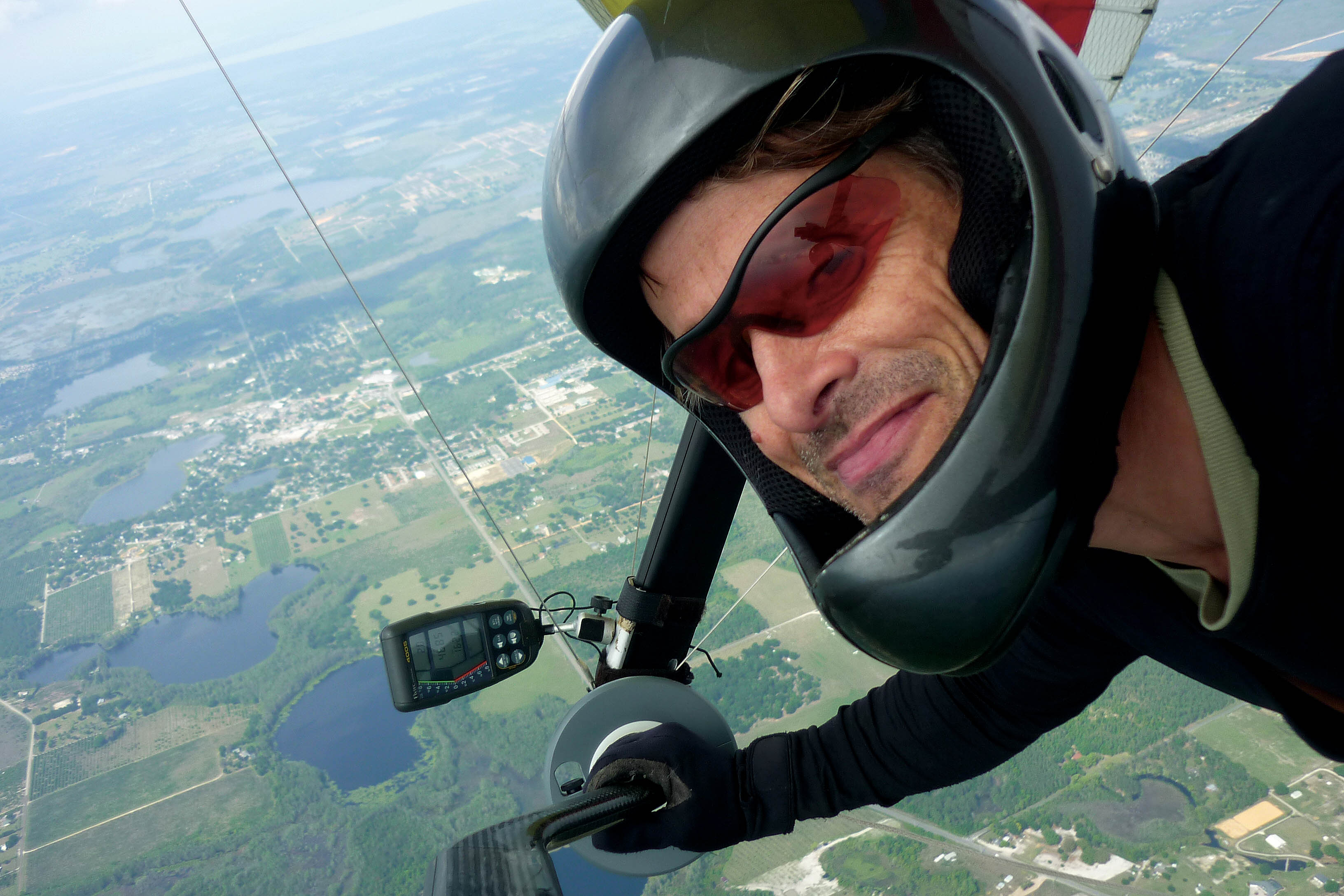 Stephen Bellerby enjoys the view from his hang-glider.