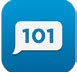 'Application icon for 'Remind' app. The icon consists of the the numbers '101' in a word bubble.