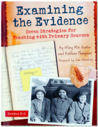 An image of the book cover for 'Examining the Evidence'. The cover image is an open notebook with a black and white photo.