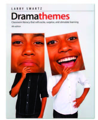 An image of the book cover for 'Dramathemes'. The cover image is two children holding pictures of their faces.