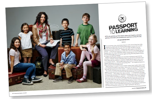 An image of an article from 'Professionally Speaking' titled, 'Passport to Learning.'