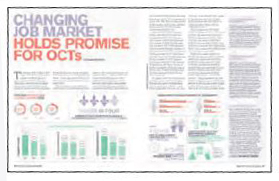 An image of an article from "Professionally Speaking" titled, "Changing Job Market Holds Promise for Ontario Certified Teachers.