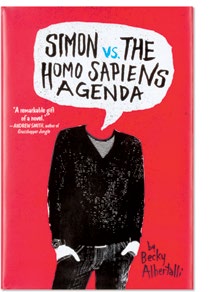 An image of the book cover for "Simon vs. the Homo Sapiens Agenda." The cover image is an illustration of a cartoon.