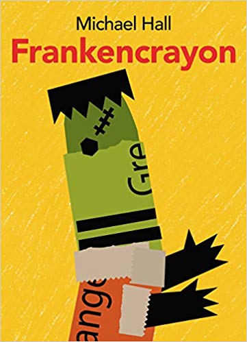 An image of the book cover for "Frankencrayon." The cover image is the title of the book above a crayon dressed like Frankenstein's monster.