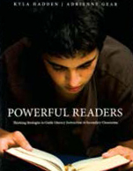 An image of the book cover for "Powerful Readers." The cover image is a student reading.